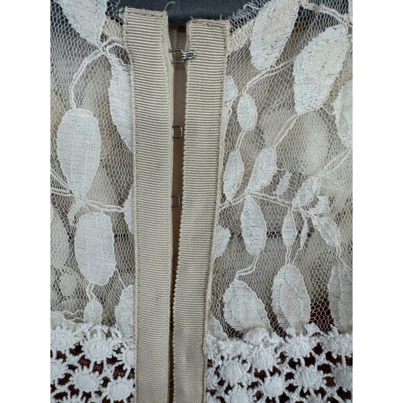 Beguile by Byron Lars Floral Brocade Lace Dress Women's Size‎ 0 Cream/Tan Lined - Picture 6 of 13